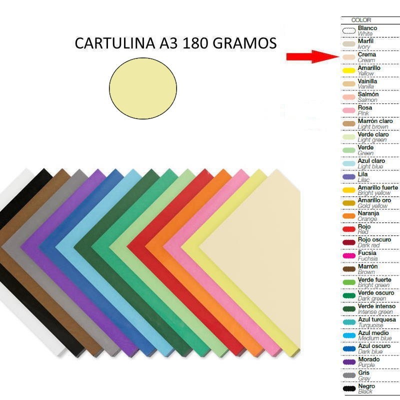 CARTULINA A3 PAQ-50 CREMA (AMARILLO CLARO)