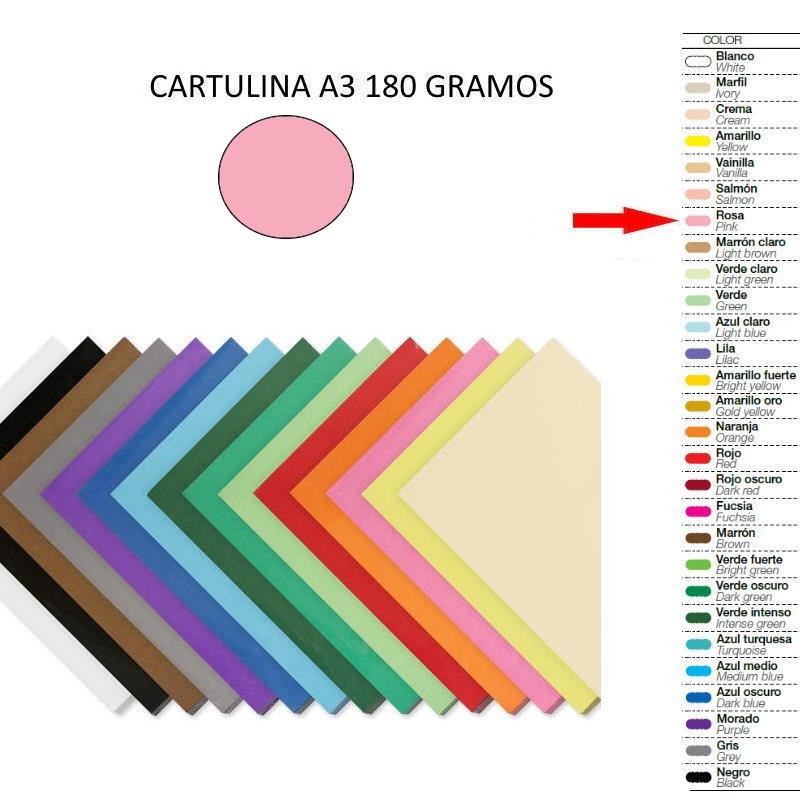 CARTULINA A3 PAQ-50 ROSA