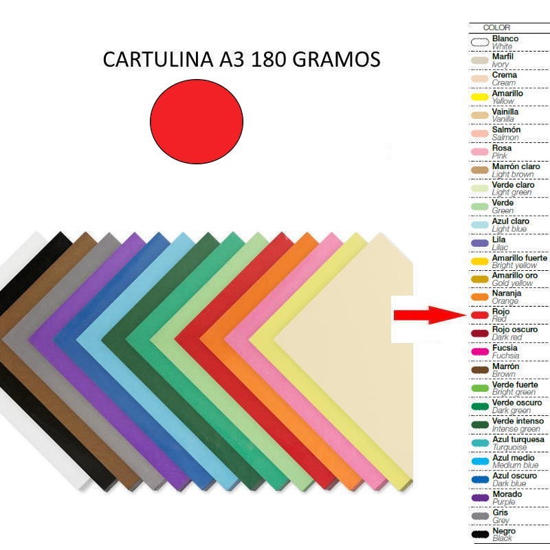 CARTULINA A3 PAQ-50 ROJO 