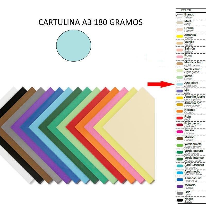 CARTULINA A3 PAQ-50 AZUL CLARO