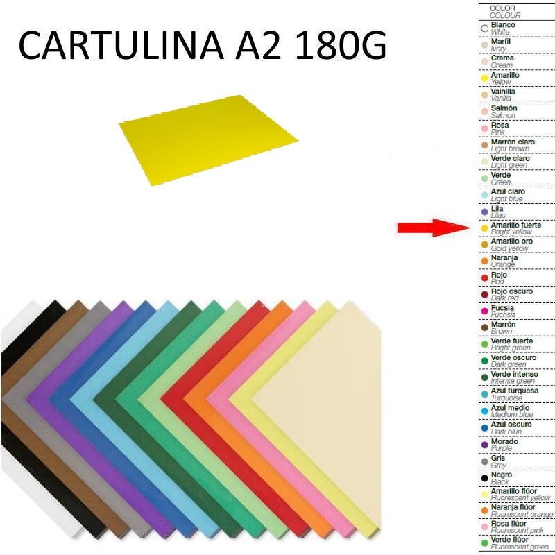 CARTULINA A2 PAQUETE 25 UNIDADES AMARILLO FUERTE