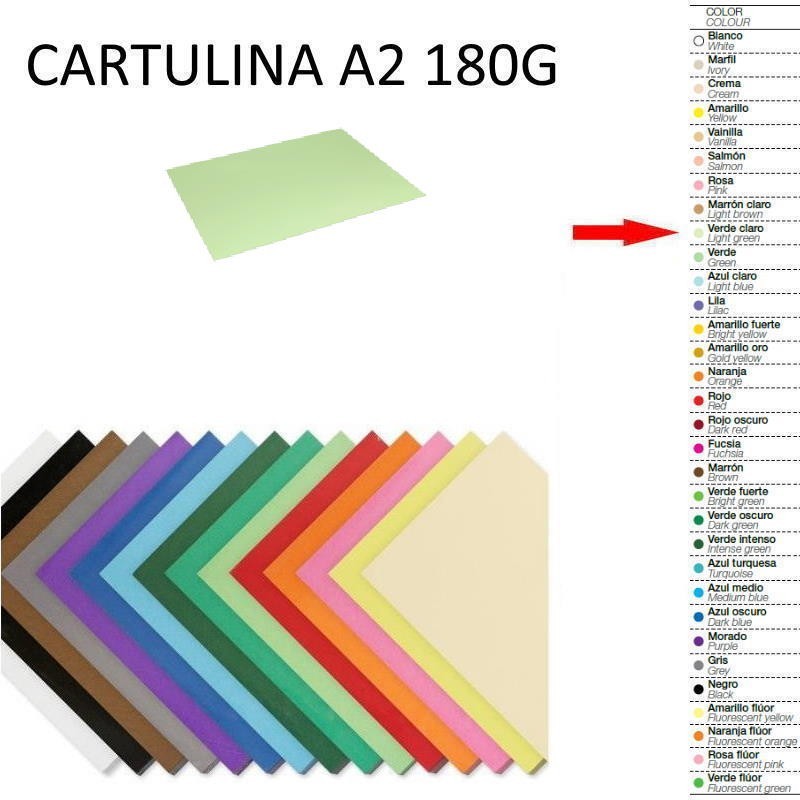 CARTULINA A2 PAQUETE 25 UNIDADES VERDE CLARO