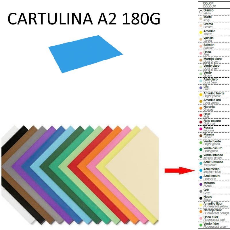 CARTULINA A2 PAQUETE 25 UNIDADES AZUL MEDIO