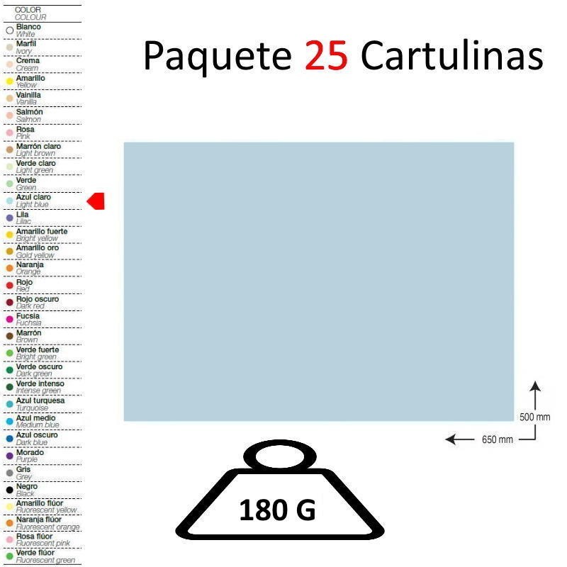 CARTULINA A2 PAQUETE 25 UNIDADES AZUL CLARO
