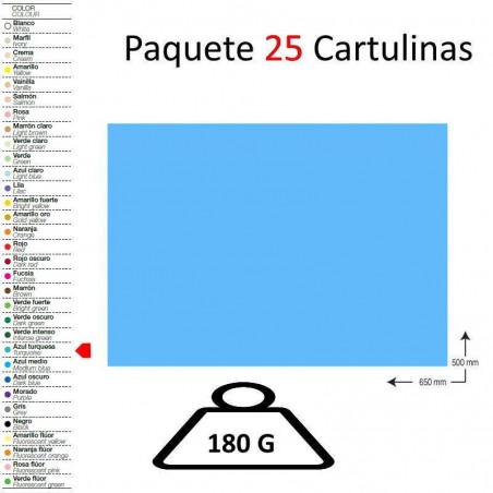 CARTULINA A2 PAQUETE 25 UNIDADES AZUL TURQUESA