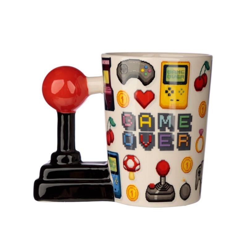 TAZA CERAMICA GAME OVER JOYSTICK Y PIXEL