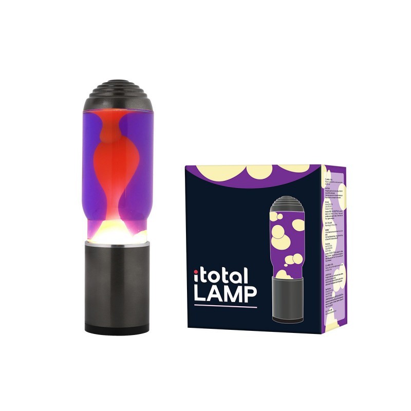 LAMPARA LAVA 35CM LIQUIDO VIOLETA CERA AMARILLA