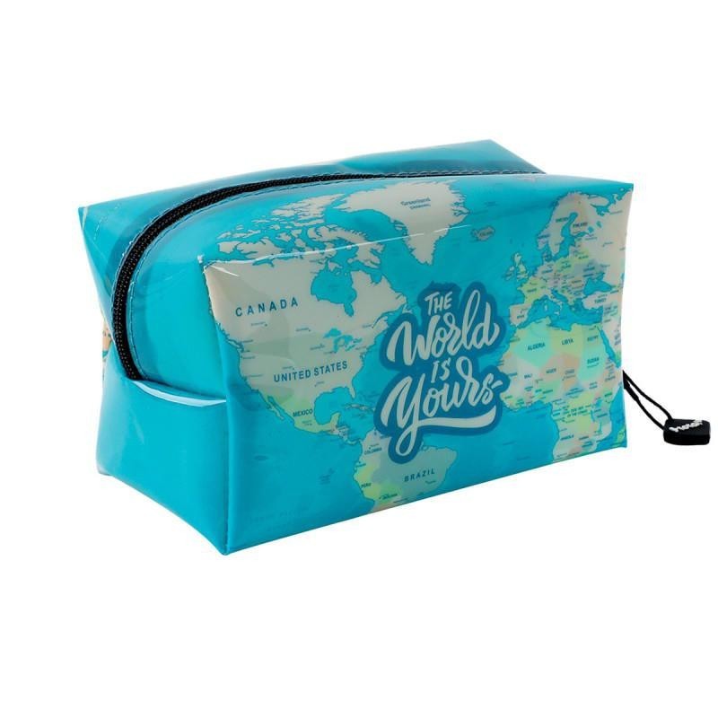 ESTUCHE PORTATODO NECESER MAPA AZUL