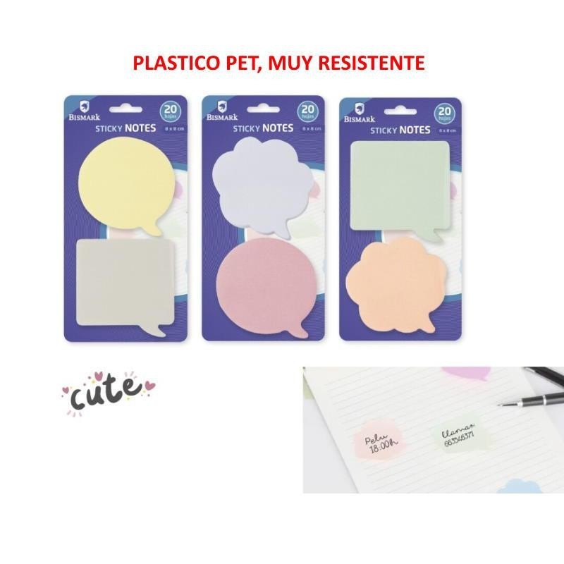 NOTAS AUTOADHESIVAS 75*75 PLASTICO PET PASTELES