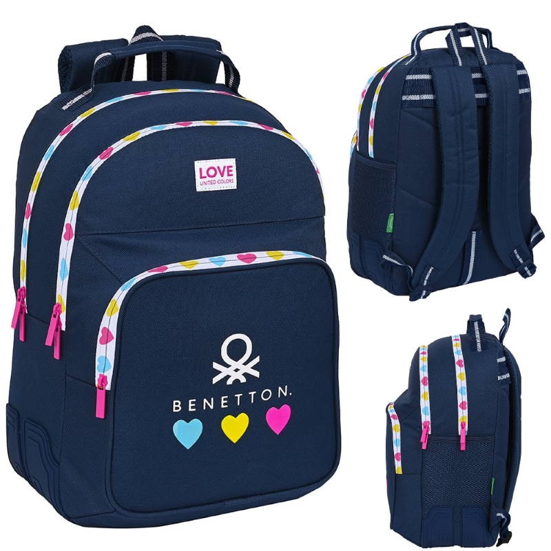 MOCHILA 42CM BENETTON LOVE DOBLE ADAPTABLE