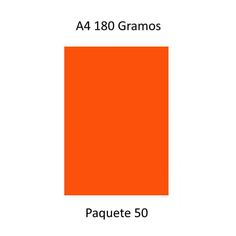 CARTULINA A4 COLOR NARANJA PAQUETE  50