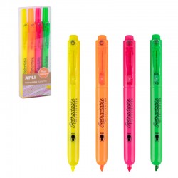 FLUORESCENTE APLI RETRACTIL PACK-4 COLORES