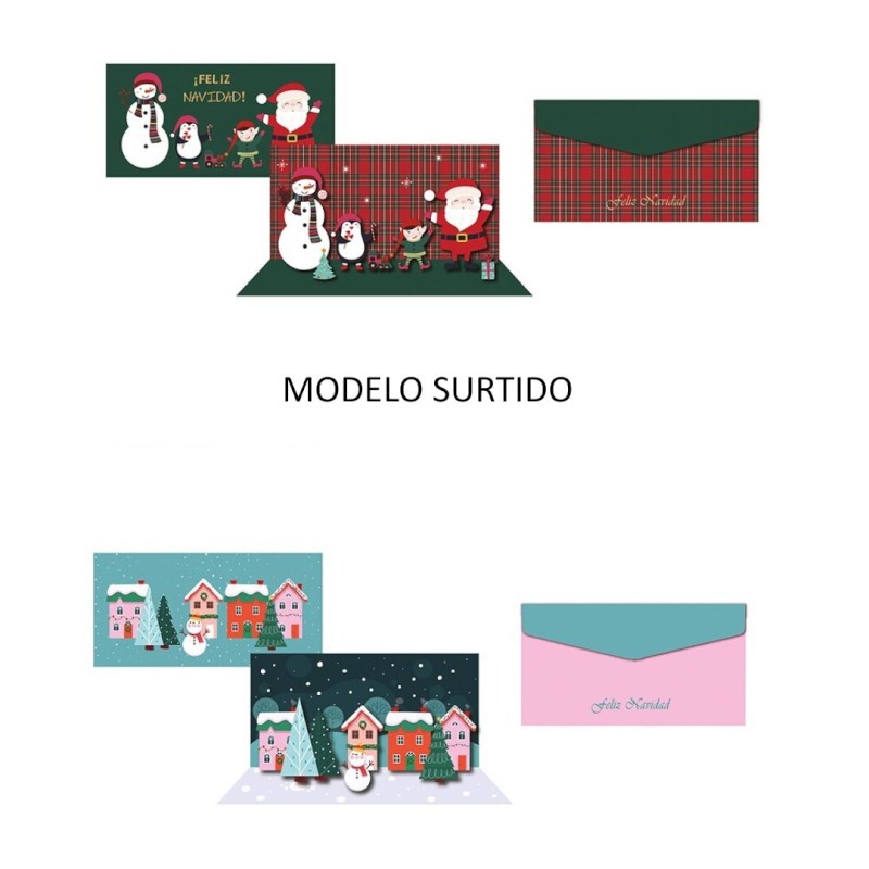 TARJETA FELICITACION NAVIDAD POP-UP SURTIDO