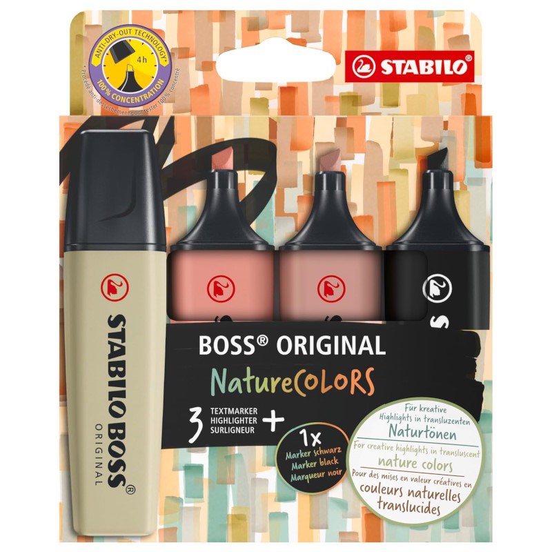 STABILO BOSS ORIGINAL Set de 4 rotuladores fluorescentes (plástico