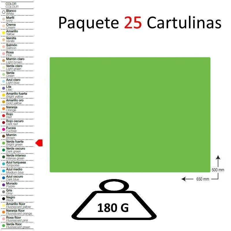 CARTULINA A2 PAQUETE 25 UNIDADES VERDE FUERTE