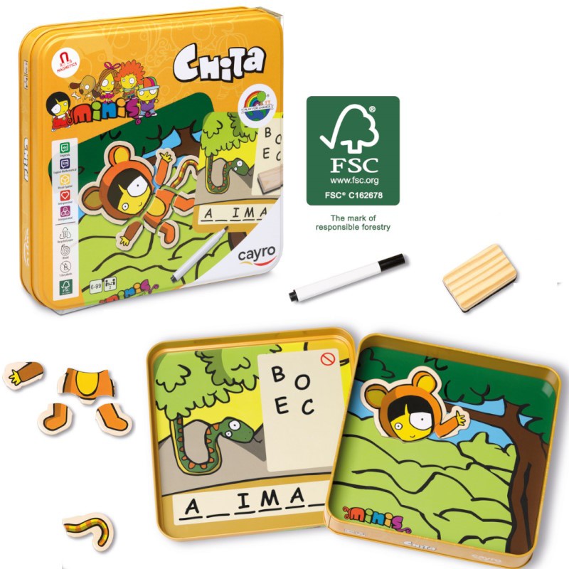 JUEGO AHORCADO CHITA CAJA METAL 19CM