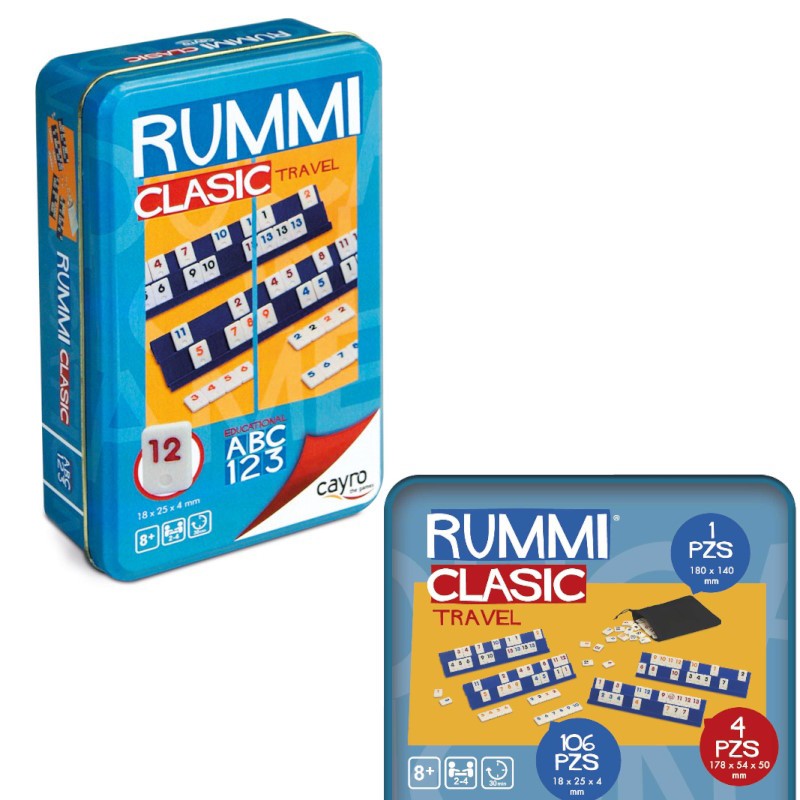 JUEGO RUMMI CLASIC CAJA METAL 19CM