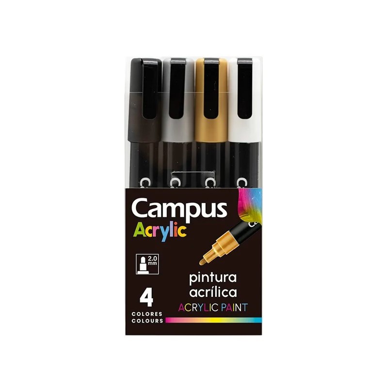 ROTULADOR ACRILICO 2MM CAMPUS SET  4 COLORES