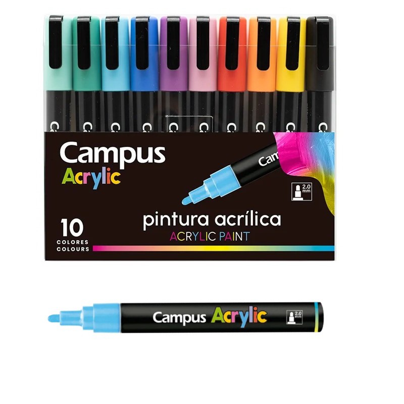 ROTULADOR ACRILICO 2MM CAMPUS SET 10 COLORES