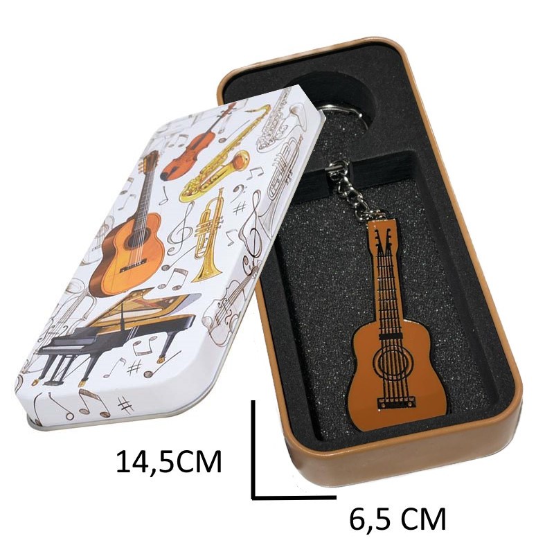 LLAVERO GUITARRA EN CAJA METAL