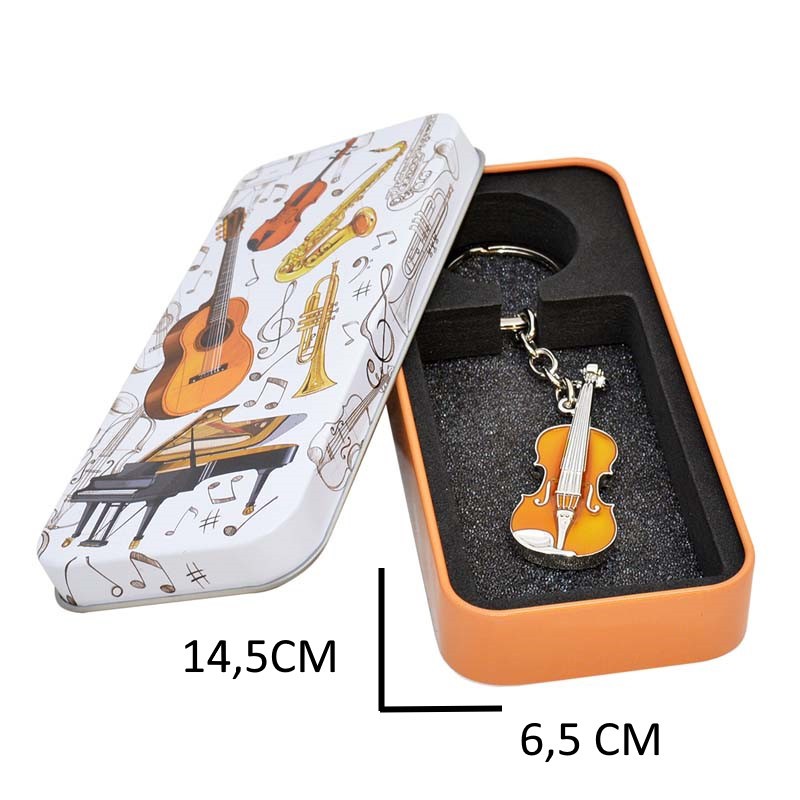 LLAVERO VIOLIN EN CAJA METAL