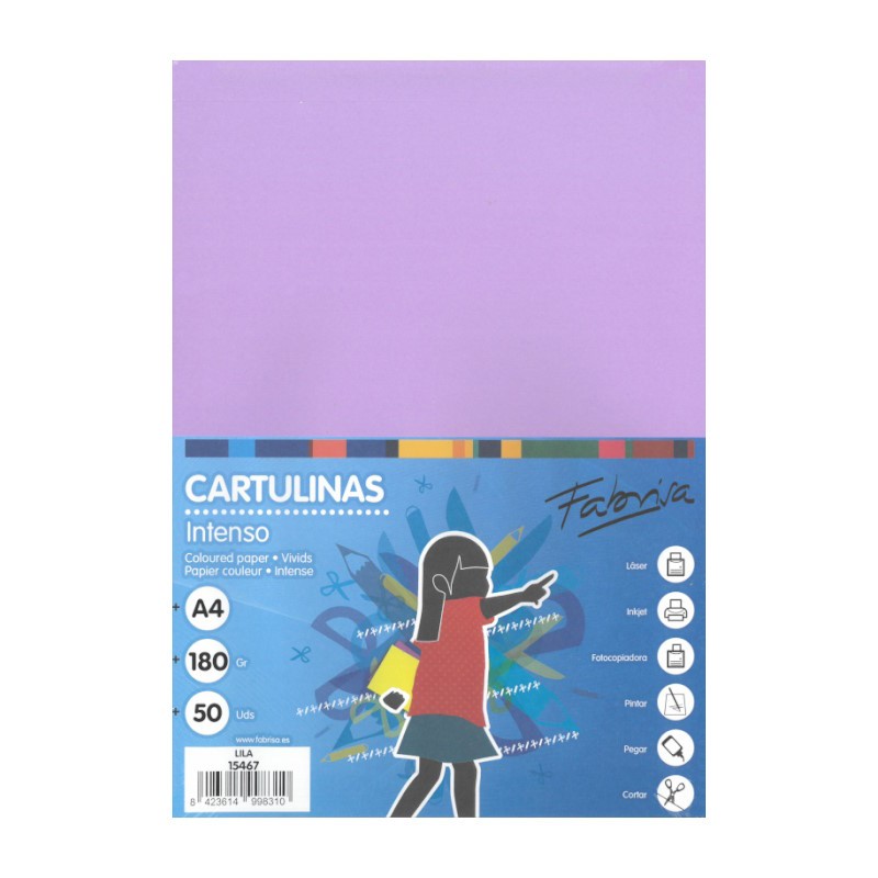 CARTULINA A4 COLOR LILA PAQUETE  50