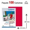 CARTULINA A4 COLOR ROJA PAQUETE 100