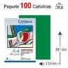 CARTULINA A4 COLOR VERDE BILLAR PAQUETE 100
