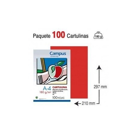 CARTULINA A4 COLOR TOMATE PAQUETE 100
