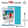 CARTULINA A4 COLOR AZUL TURQUESA PAQUETE 100