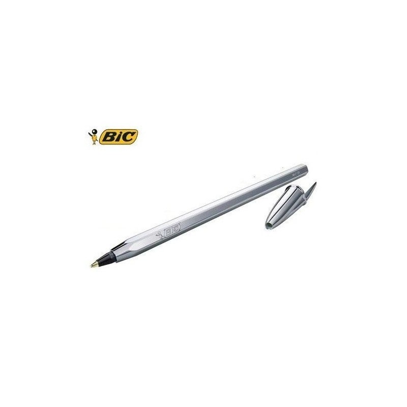 BOLIGRAFO BIC SHINE CARCASA PLATA NEGRO