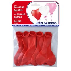 GLOBOS COLORES PAQUETE 5U ROJO CORAZON