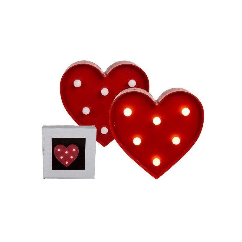 LAMPARA PLASTICO CORAZON 16CM 6 LEDS