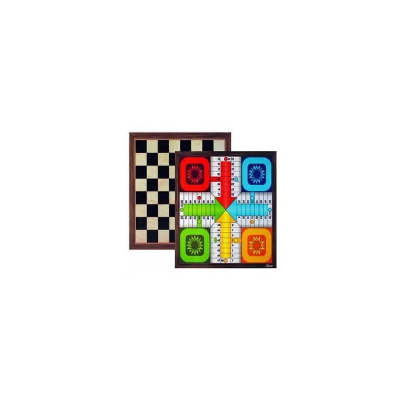 JUEGO TABLERO PARCHIS AJEDREZ 39X39 CM