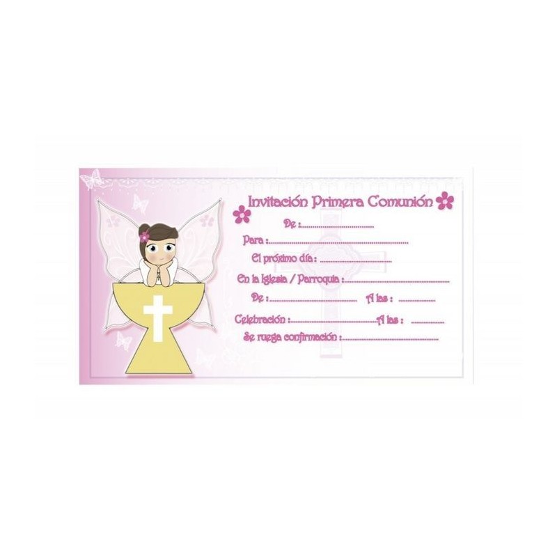 TARJETA INVITACION COMUNION NIÑA CALIZ PACK-10