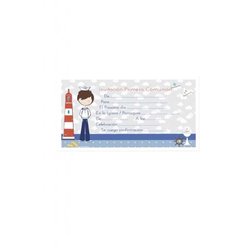 TARJETA INVITACION COMUNION MARINERO PACK-10